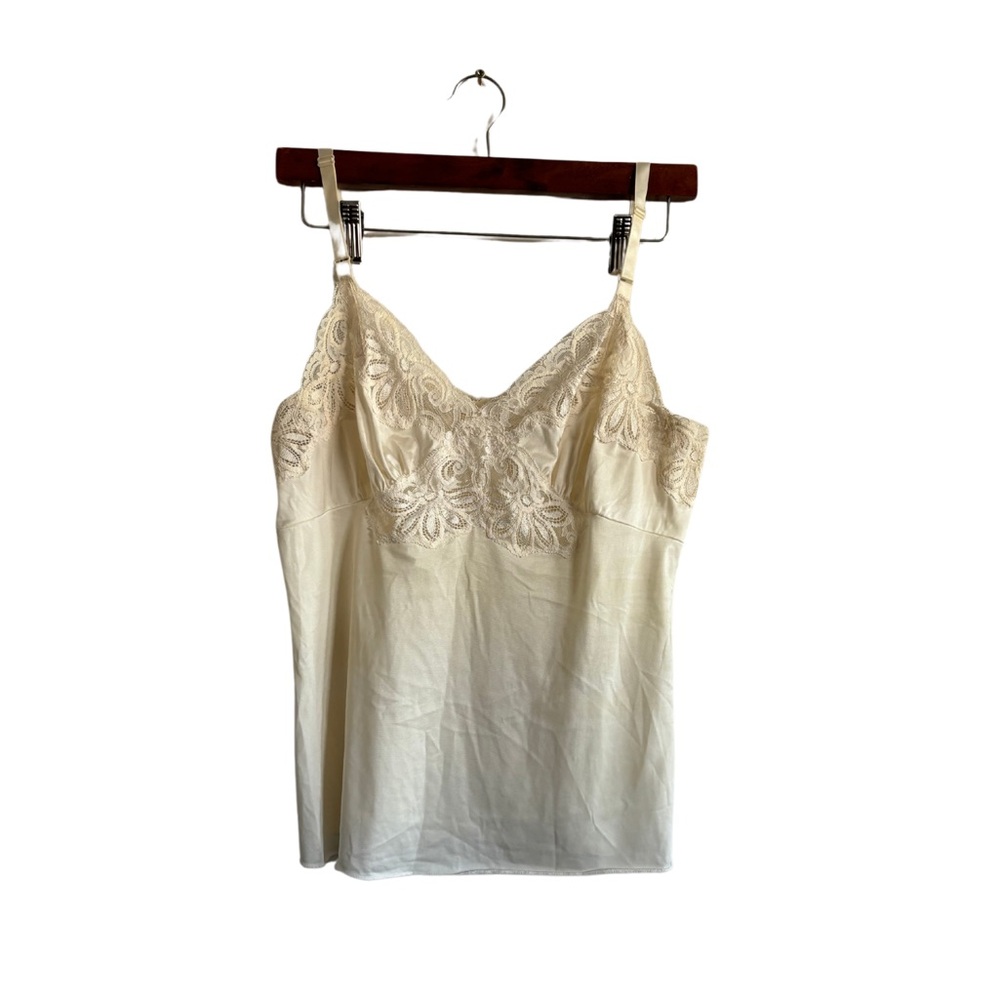 Vintage‎ shadow line cream color slip lace top size L